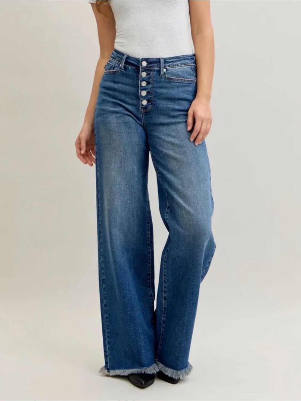 Judy Blue Plus Size 14W Wide Leg High Waist Column Comfort Stretch Jeans
